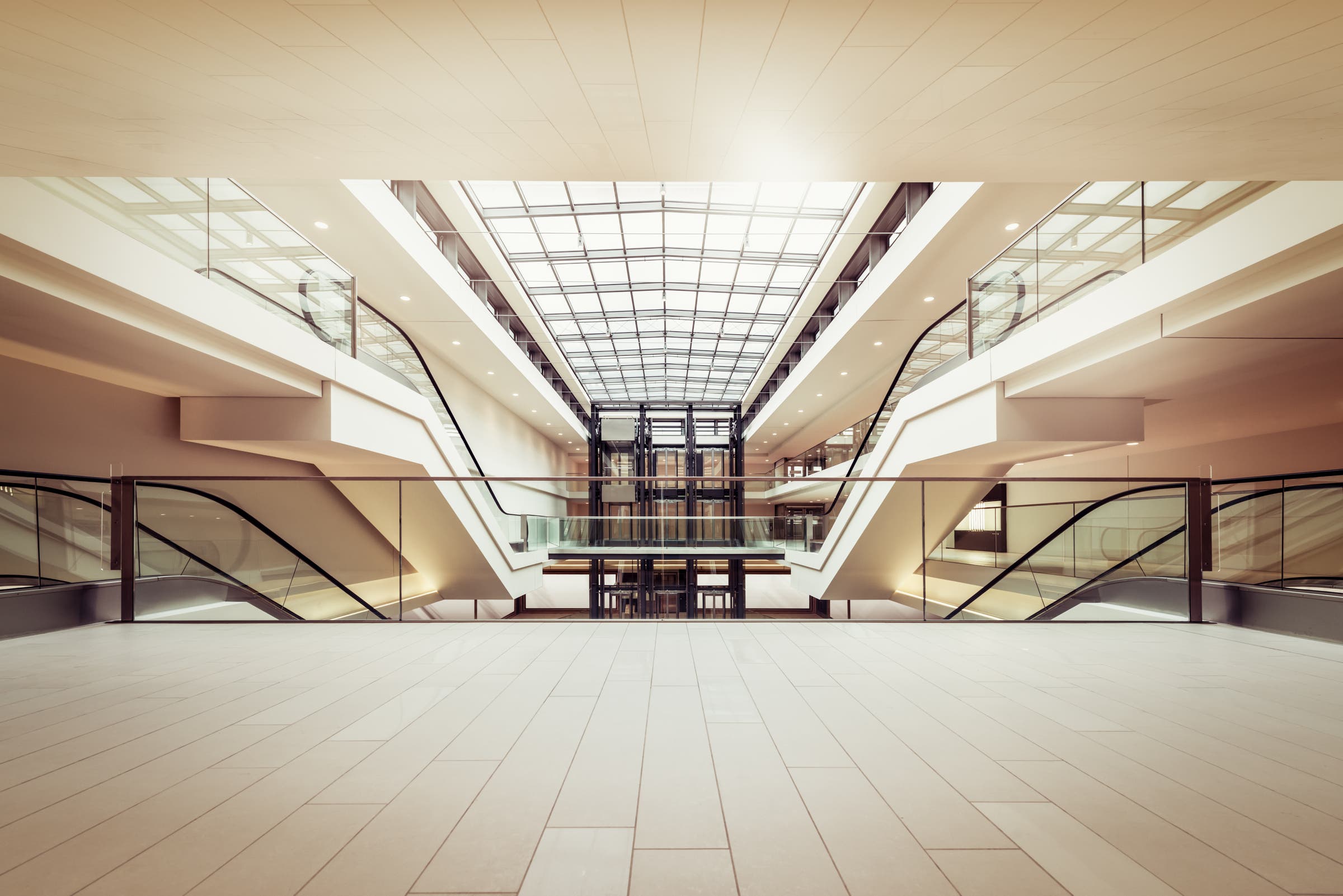 Lift, escalator, corridor