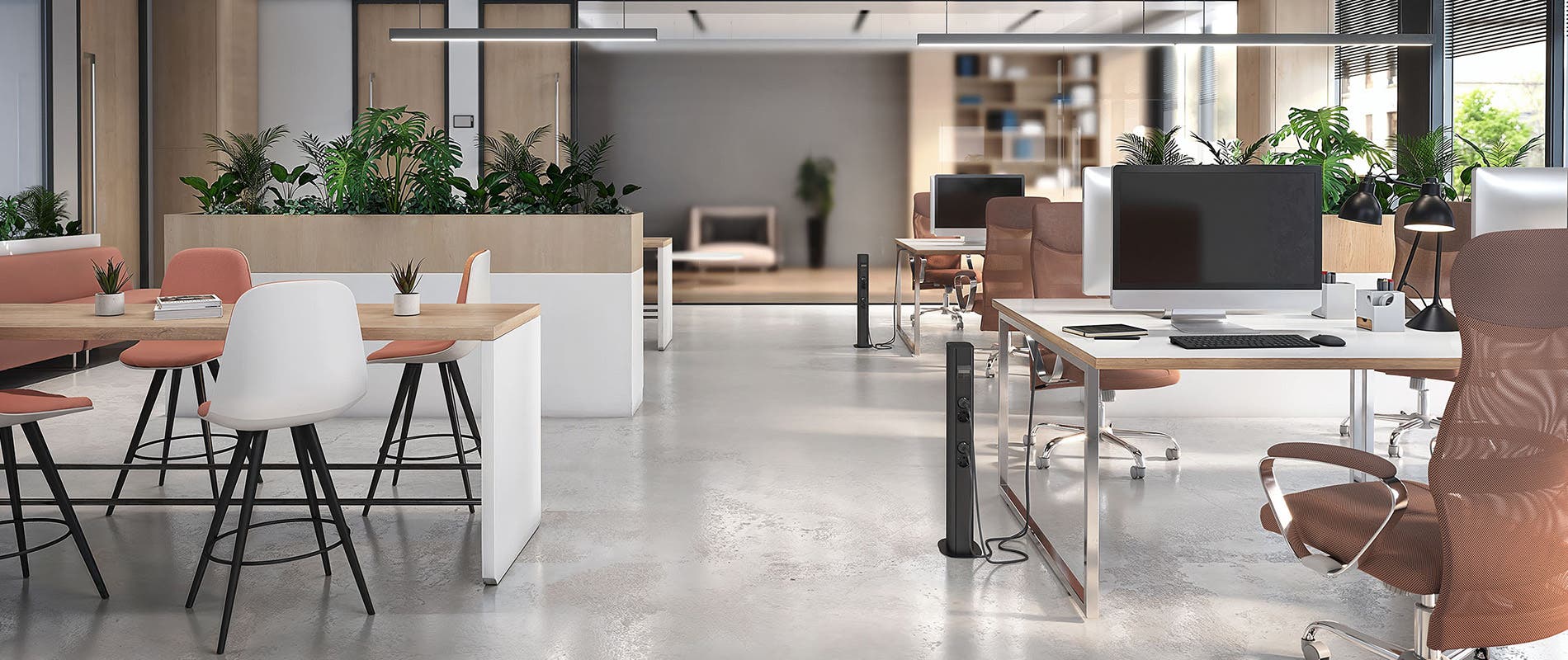 Installation column, office, sockets