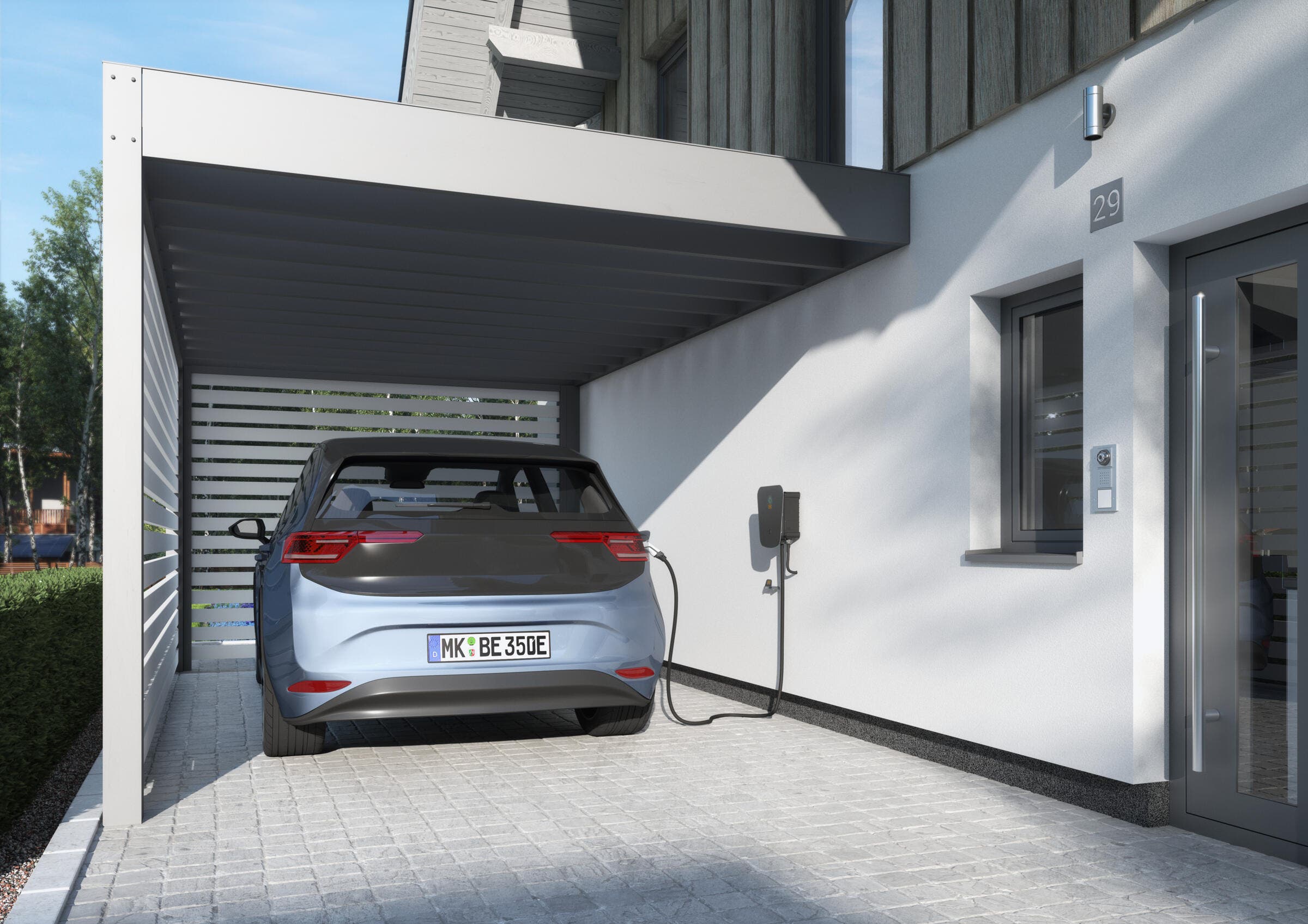 Elektrofahrzeug Auto Wallbox Carport