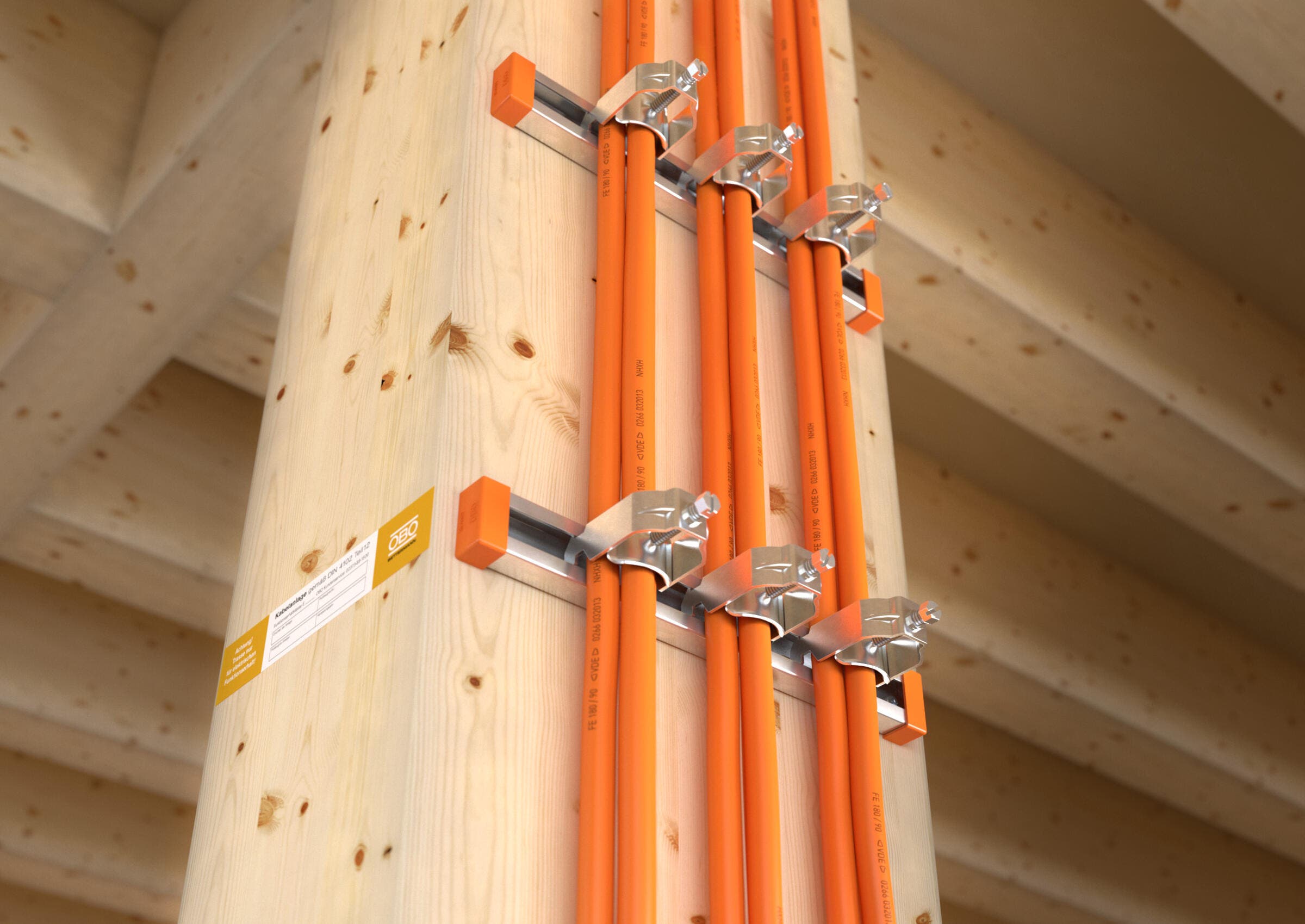 Fire Safety in the Installation of Cable Support Systems on Wooden Structural Elements