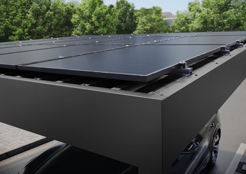Aluminium, trapezoidal roof, photovoltaic, module installation, carport