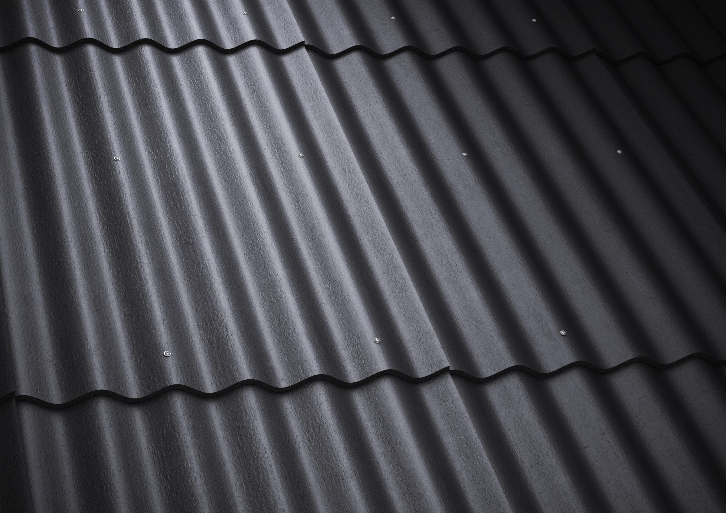 Corrugated fibre cement, corrugated sheet metal, black, roof