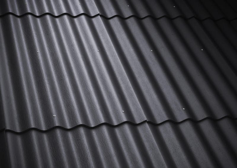 Corrugated fibre cement, corrugated sheet metal, black, roof
