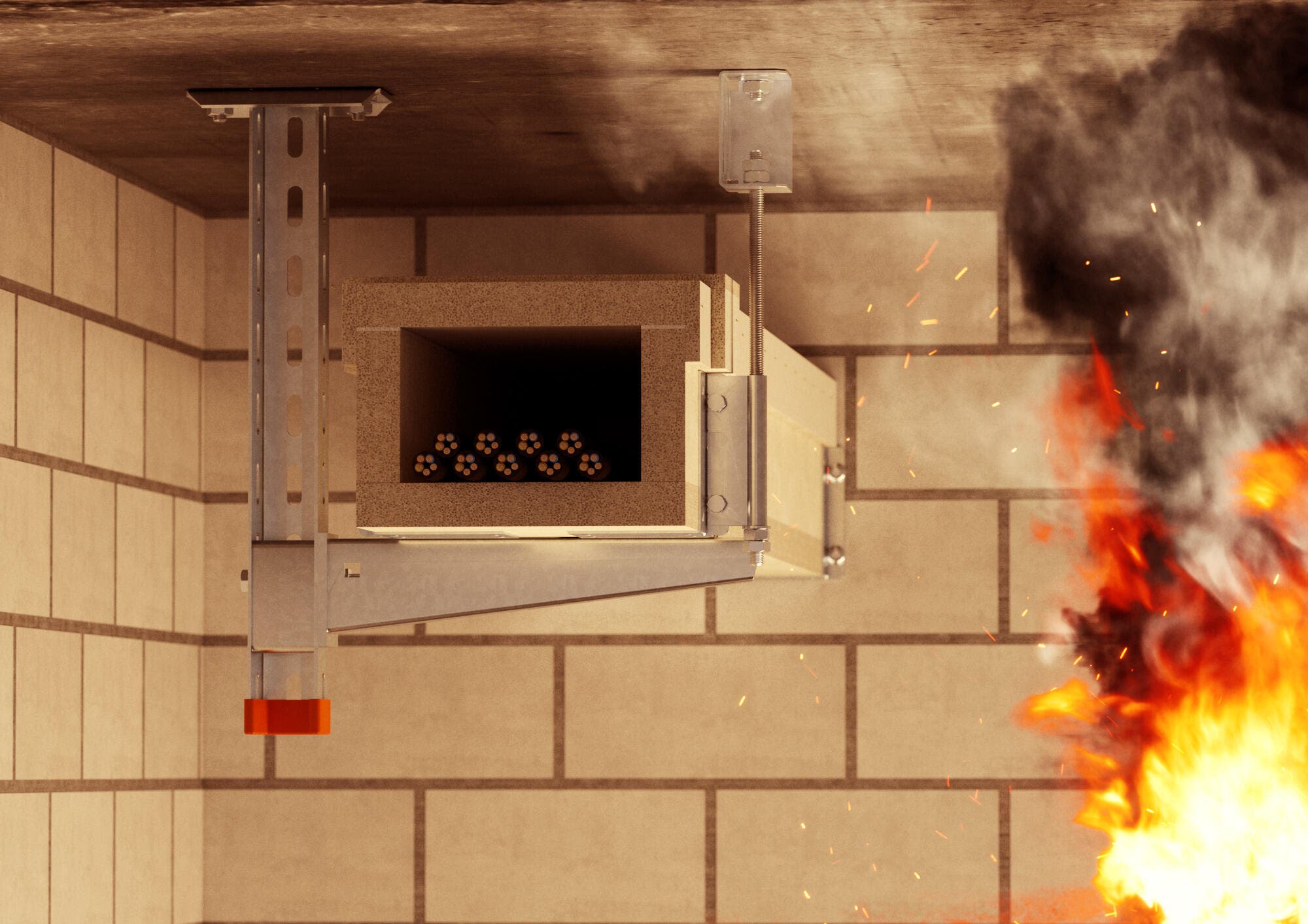 Fire-rated ducts and cable systems for maintaining electrical functionality in the event of a fire